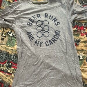 Gray Graphic Tee with Beer Runs Print